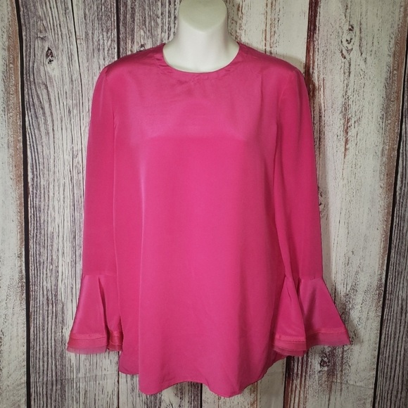 Tory Burch Gabby Ruffle Sleeve Silk Blouse size 8 - Picture 2 of 3